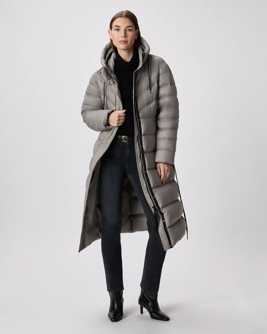 Responsible Down Belted Puffer Maxi Coat - XS / Morel Grey