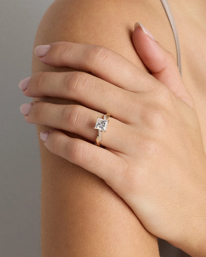 Lab Grown Diamond Princess Twisted Engagement Ring - 1.5ct - 4 / Yellow Gold