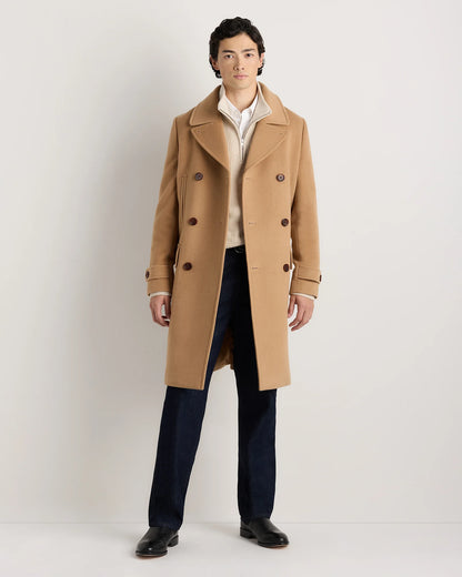 Wool Cashmere Double-Breasted Officer Topcoat - S / Heather Charcoal