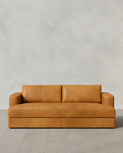 Sierra Curved Arm Sofa in Leather - 7ft / Auburn