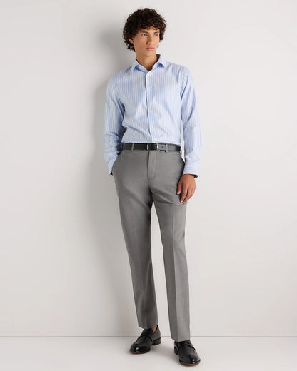 Supima Cotton Herringbone Dress Shirt - S / Blue Stripe