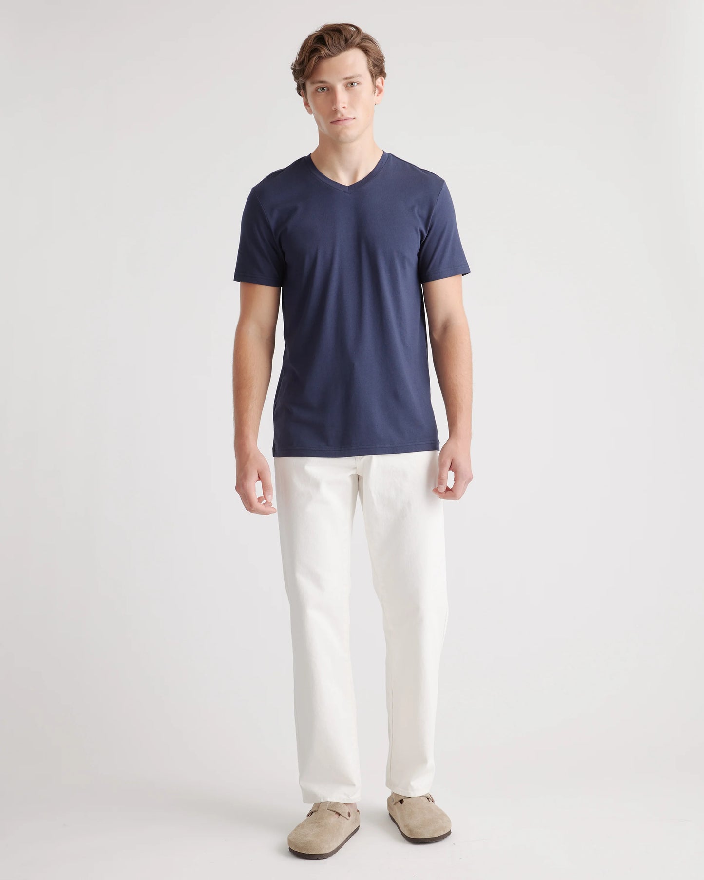 Cotton Modal V-Neck Tee - S / Deep Navy