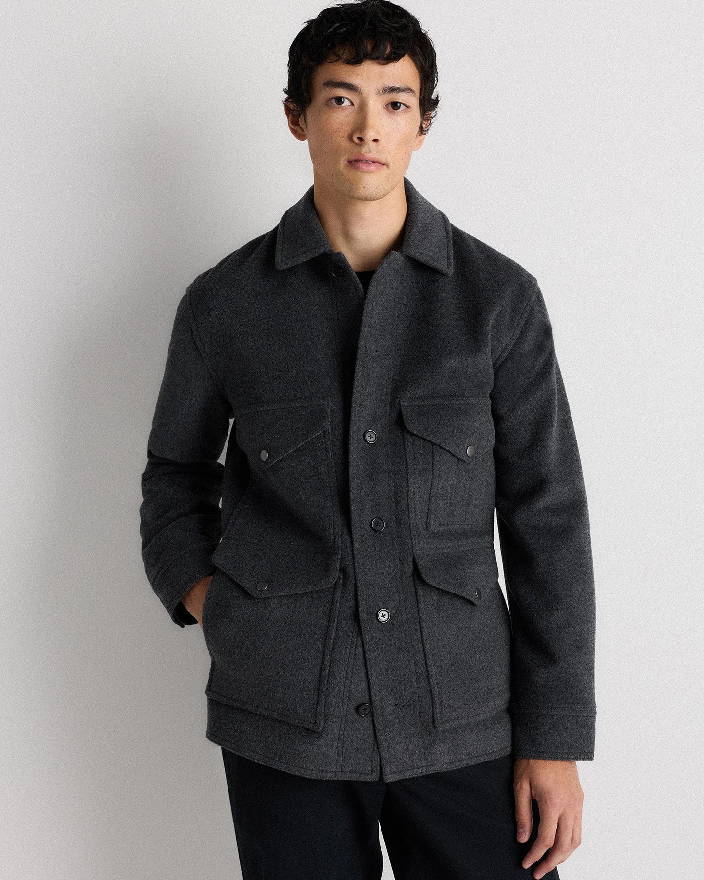 Wool Cashmere Field Jacket - S / Heather Grey