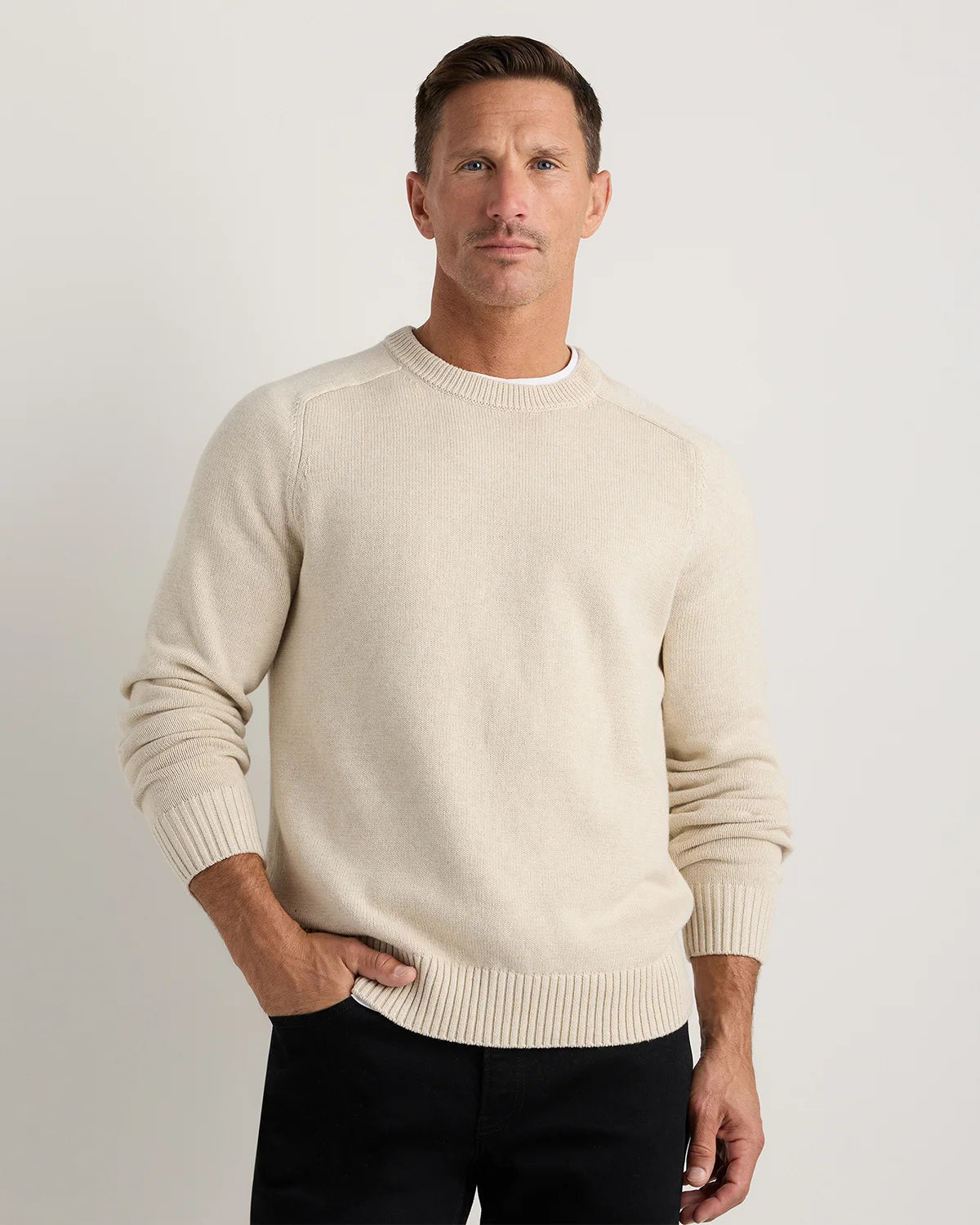 100% Organic Cotton Crewneck Sweater - S / Speckled Beige