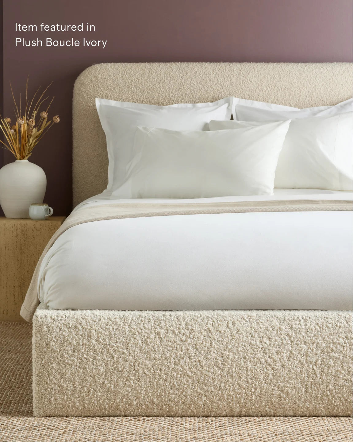 Plush Boucle Curved Bed - Full / Ivory