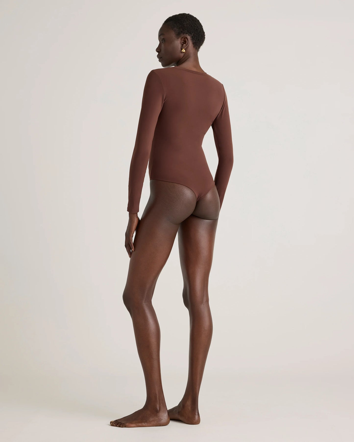 Second Skin Long Sleeve Crew Neck Bodysuit - XS / Cocoa