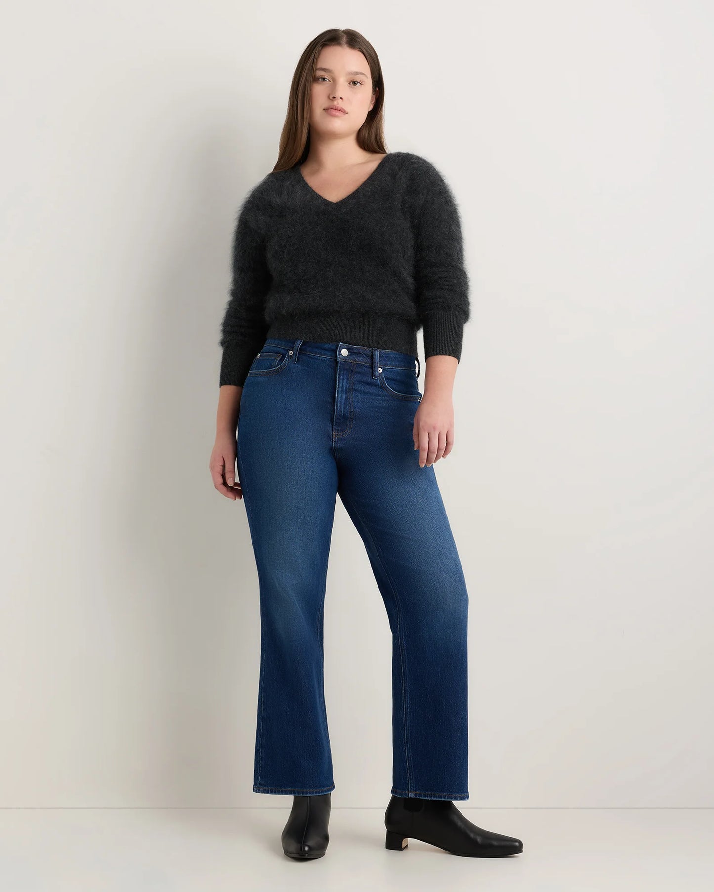Curvy Bella Stretch Relaxed Straight Jeans - 24 / Charcoal Black