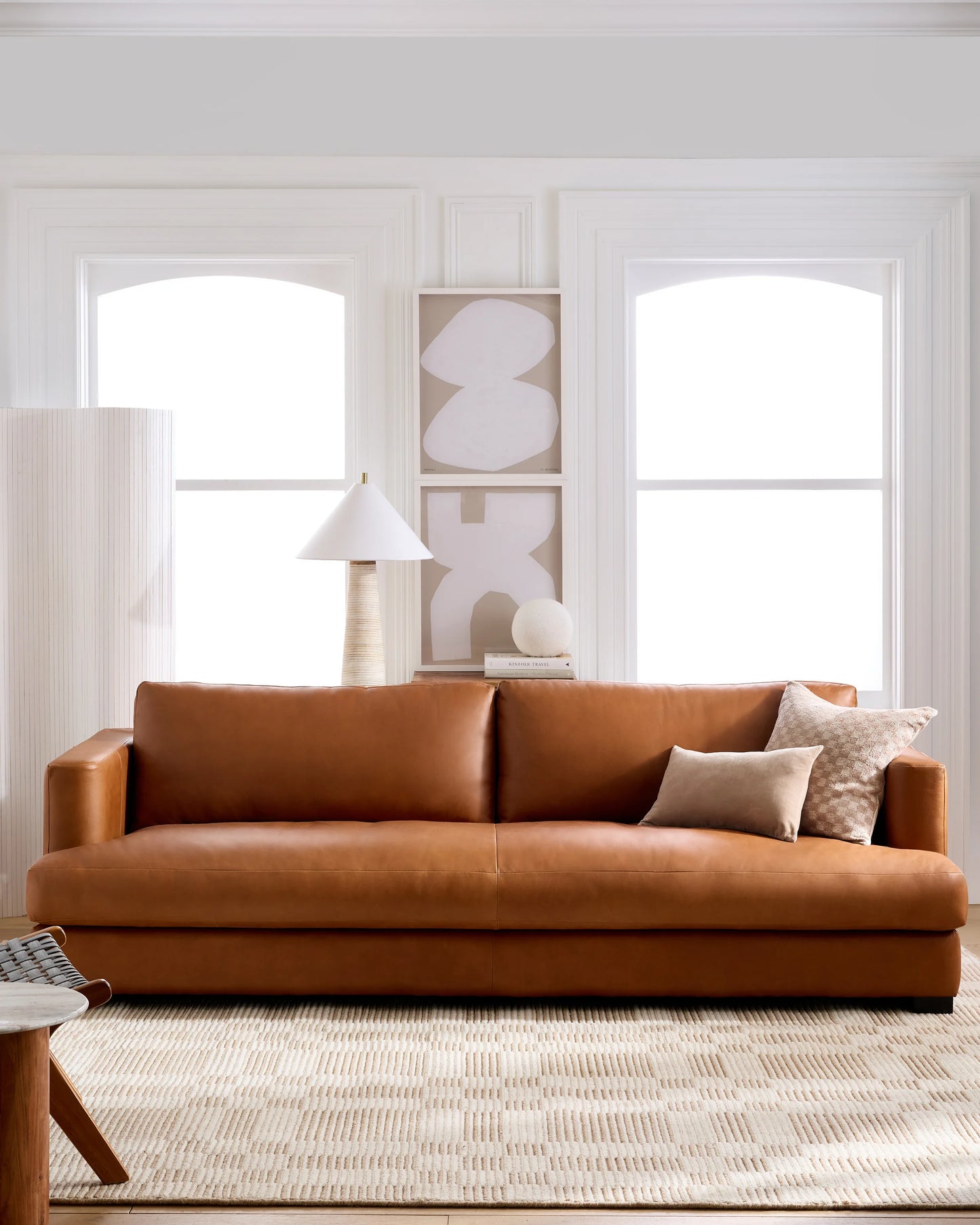 Sierra Curved Arm Sofa in Leather - 7ft / Auburn