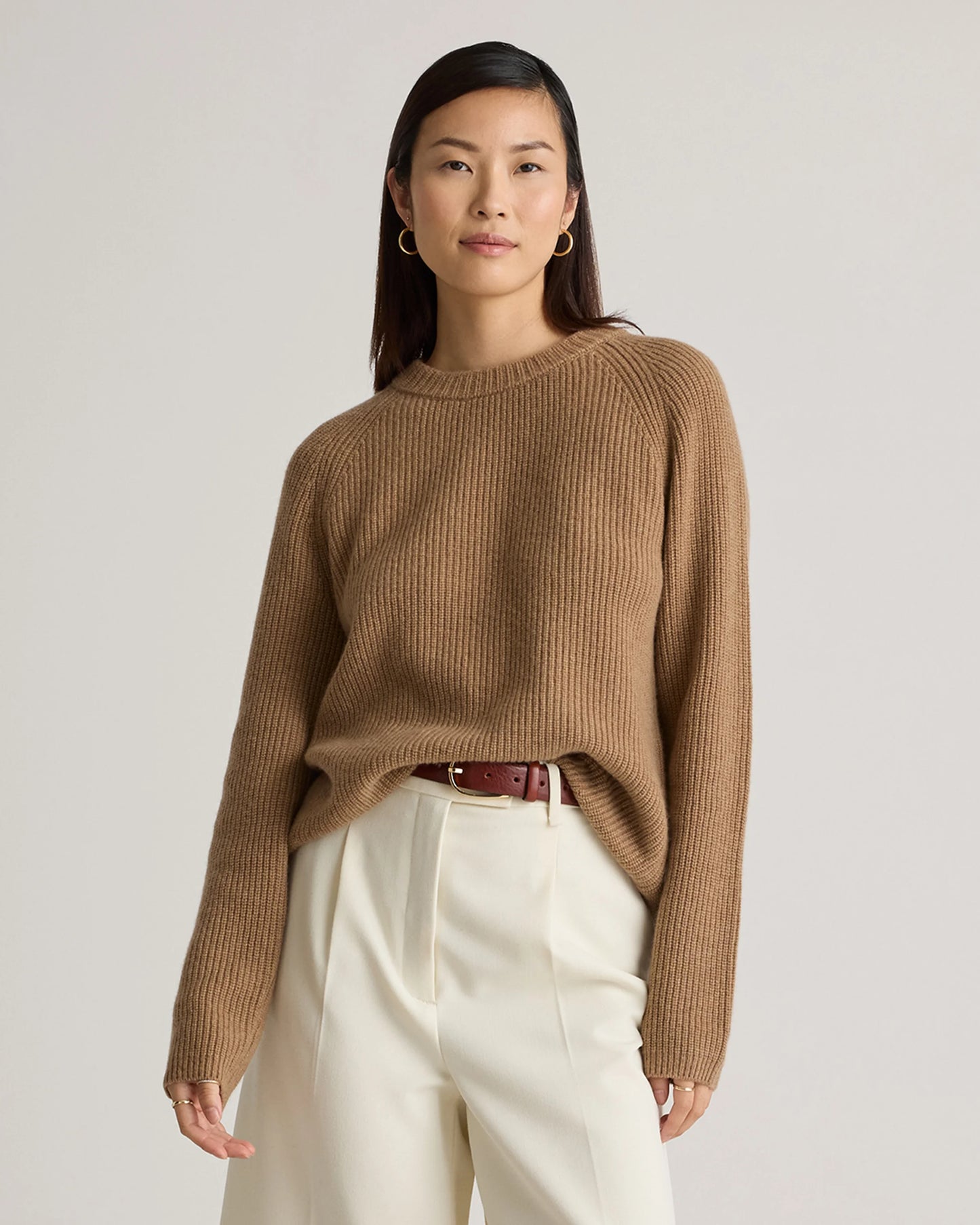 Mongolian Cashmere Fisherman Crewneck Sweater - XS / Teak