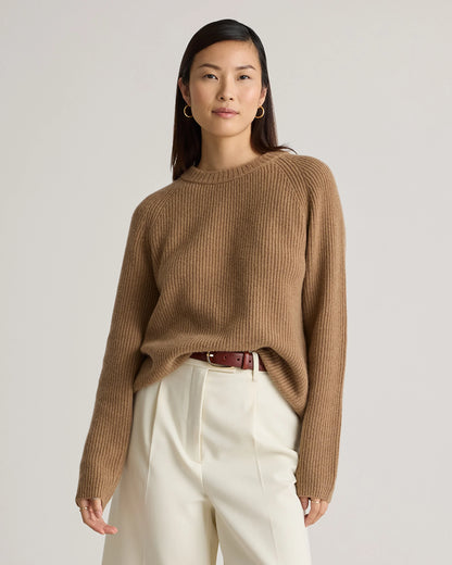 Mongolian Cashmere Fisherman Crewneck Sweater - XS / Teak