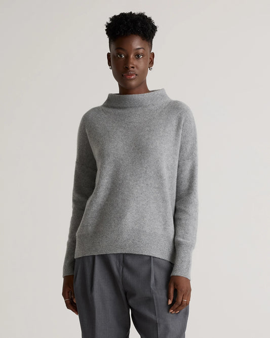 Mongolian Cashmere Funnel Neck Sweater - XS / Heather Grey