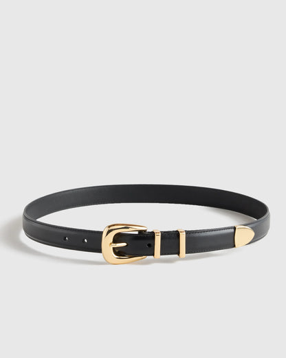 Lola European Leather Western Belt - XS / Black/Silver