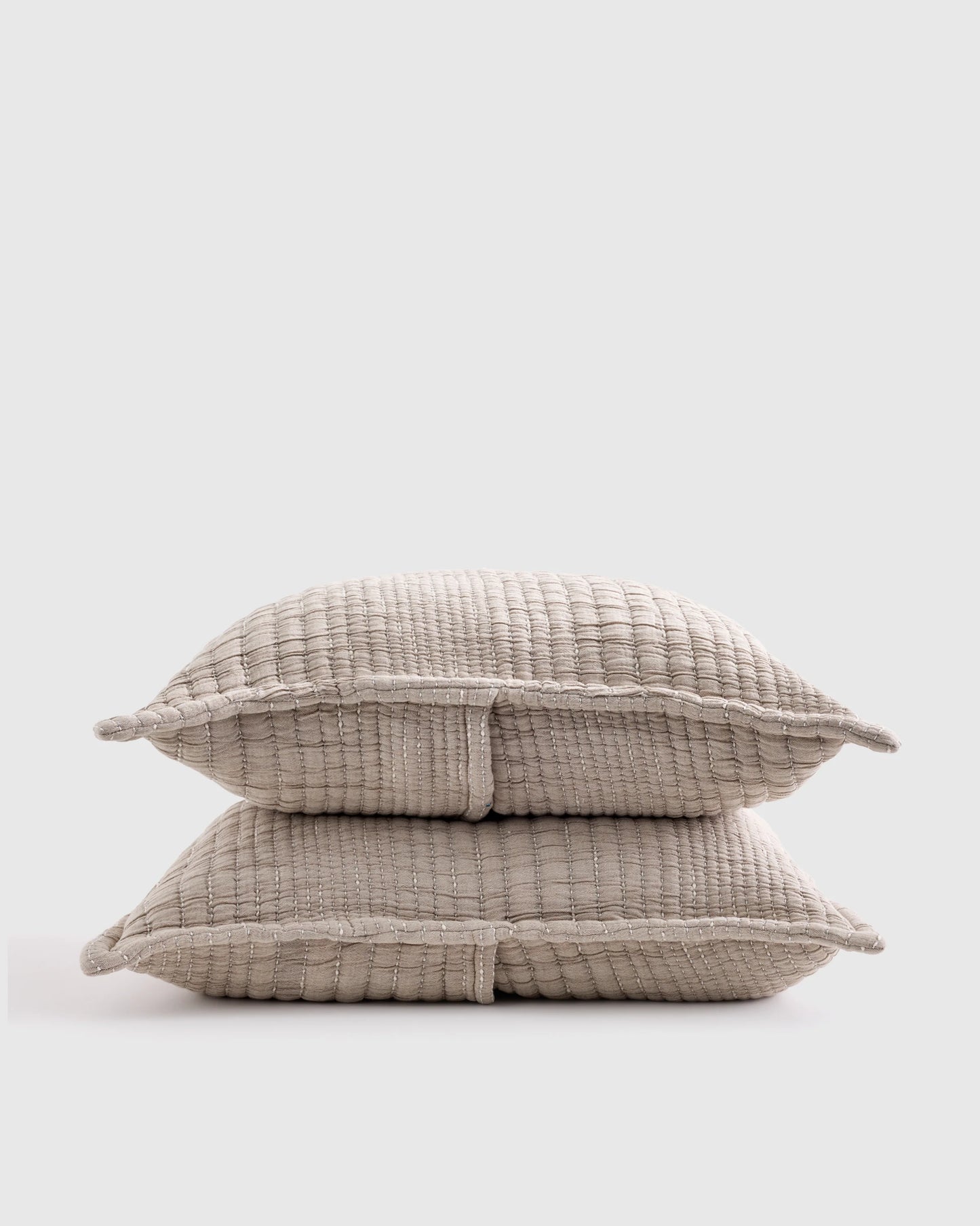 Organic Cotton Channel Stitch Sham Set - Standard / Coral Pink