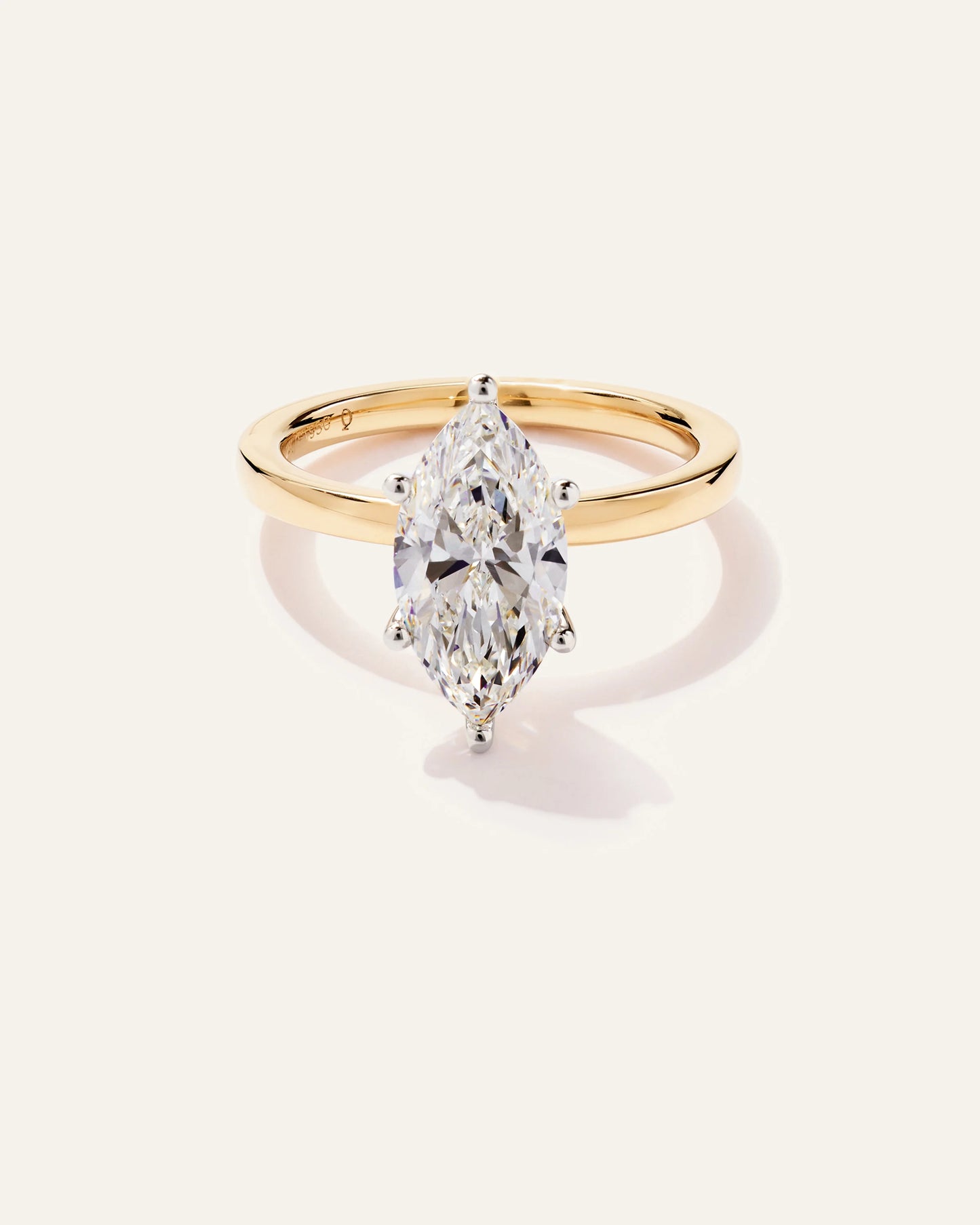 Lab Grown Diamond Marquise Comfort Fit Engagement Ring - 2.5ct - 4 / Yellow Gold