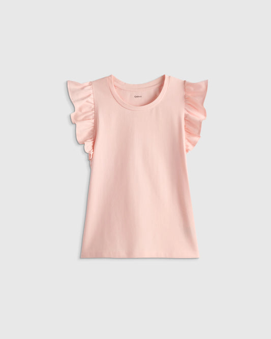 Ruffle Sleeve Organic Cotton Top - 3T / Pink