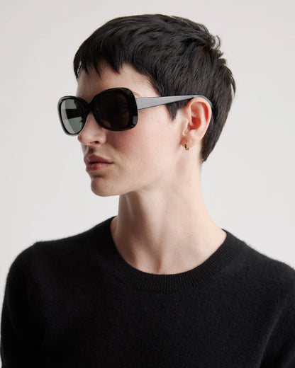 Naomi Polarized Acetate Sunglasses - One Size / Black with Grey lens