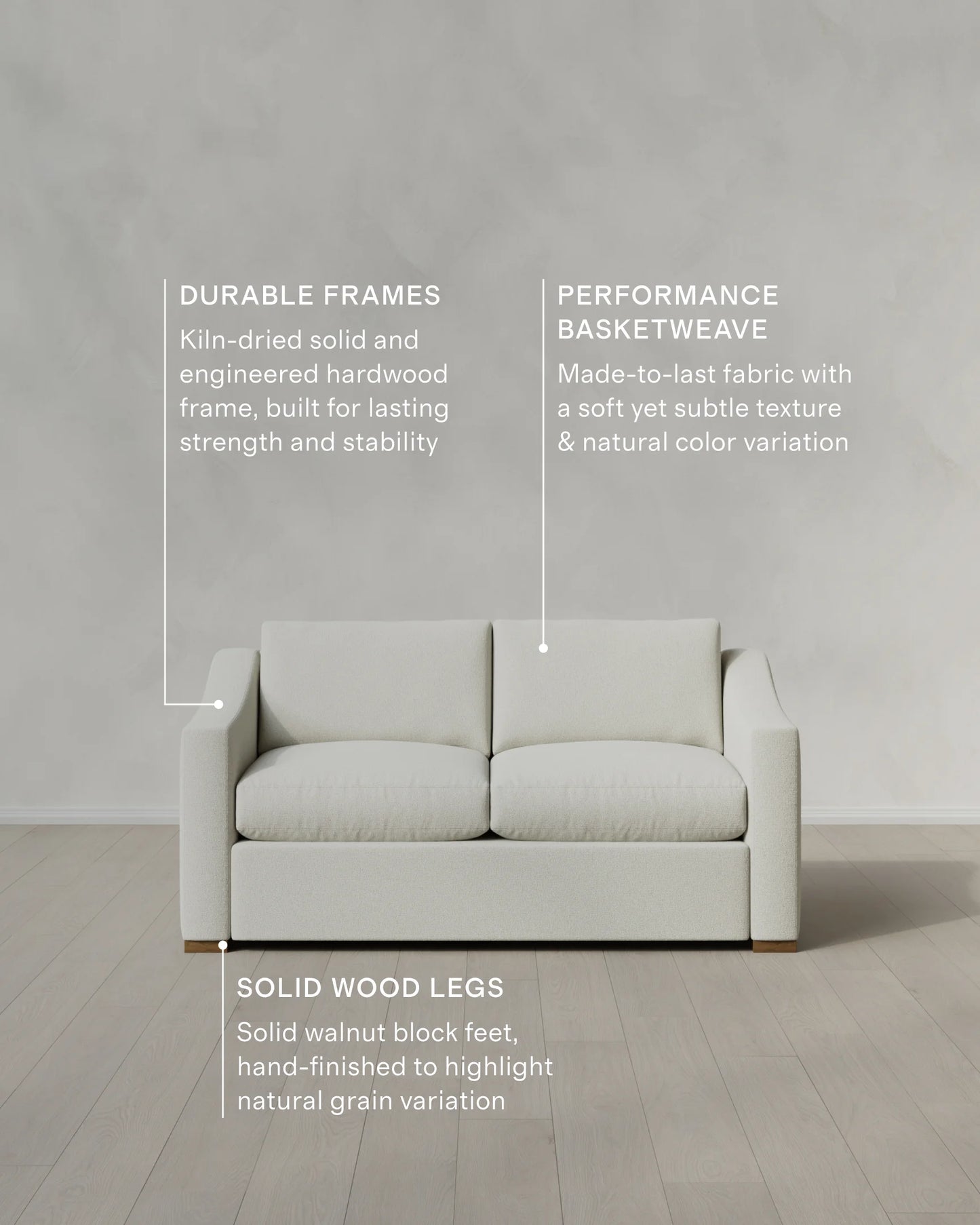 Hollis Slope Arm Sofa in Performance Basketweave - 72" / Flax