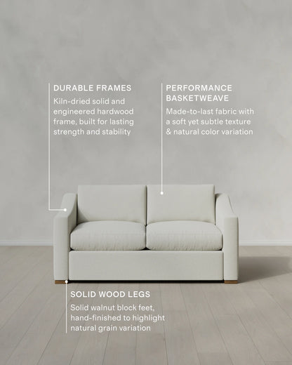 Hollis Slope Arm Sofa in Performance Basketweave - 72" / Flax