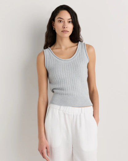 100% Organic Cotton Waffle Cropped Sweater Tank - XS / Heather Dove Grey