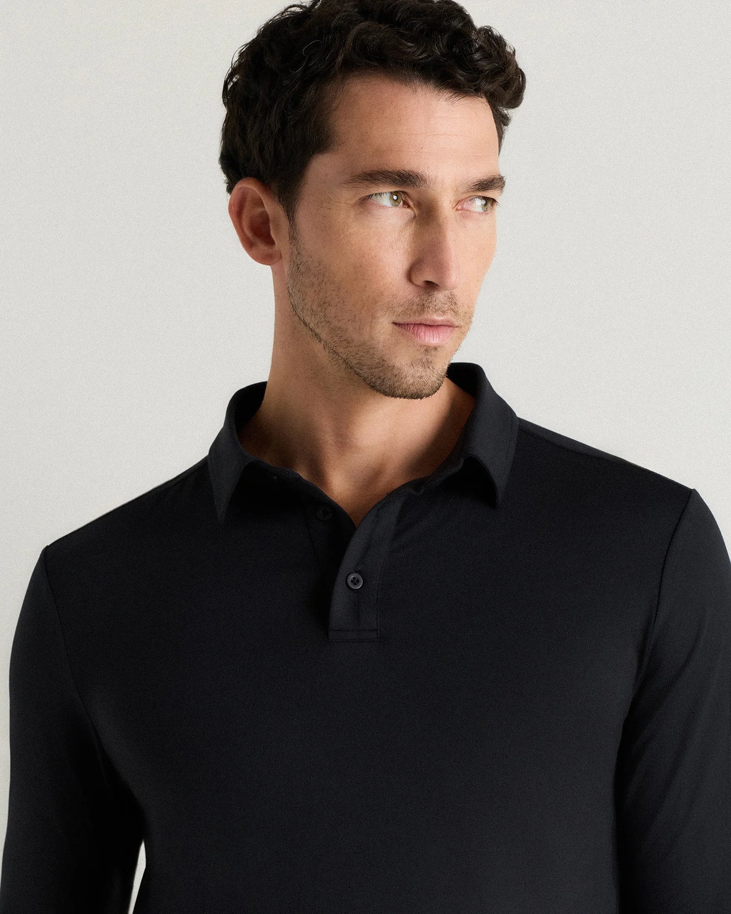 Flowknit Breeze Performance Long Sleeve Polo - XS / Heather Black