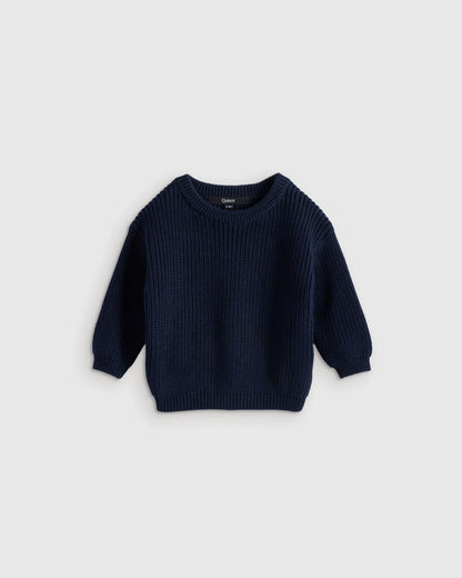 100% Organic Cotton Fisherman Tunic Sweater - 3-6M / Navy