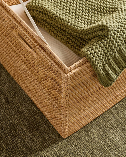 Handwoven Rattan Storage Chest - One Size / Natural