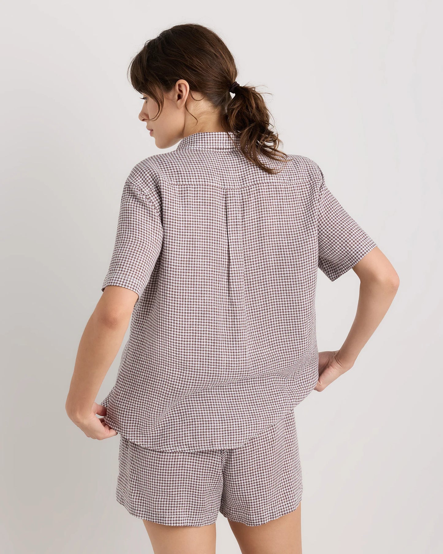 100% European Linen Shorts Pajama Set - XS / French Blue