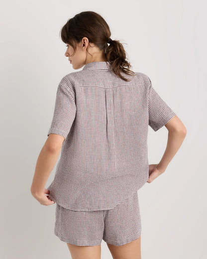 100% European Linen Shorts Pajama Set - XS / French Blue