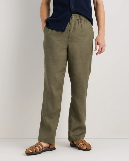 100% European Linen Pants - S / Bayberry Olive