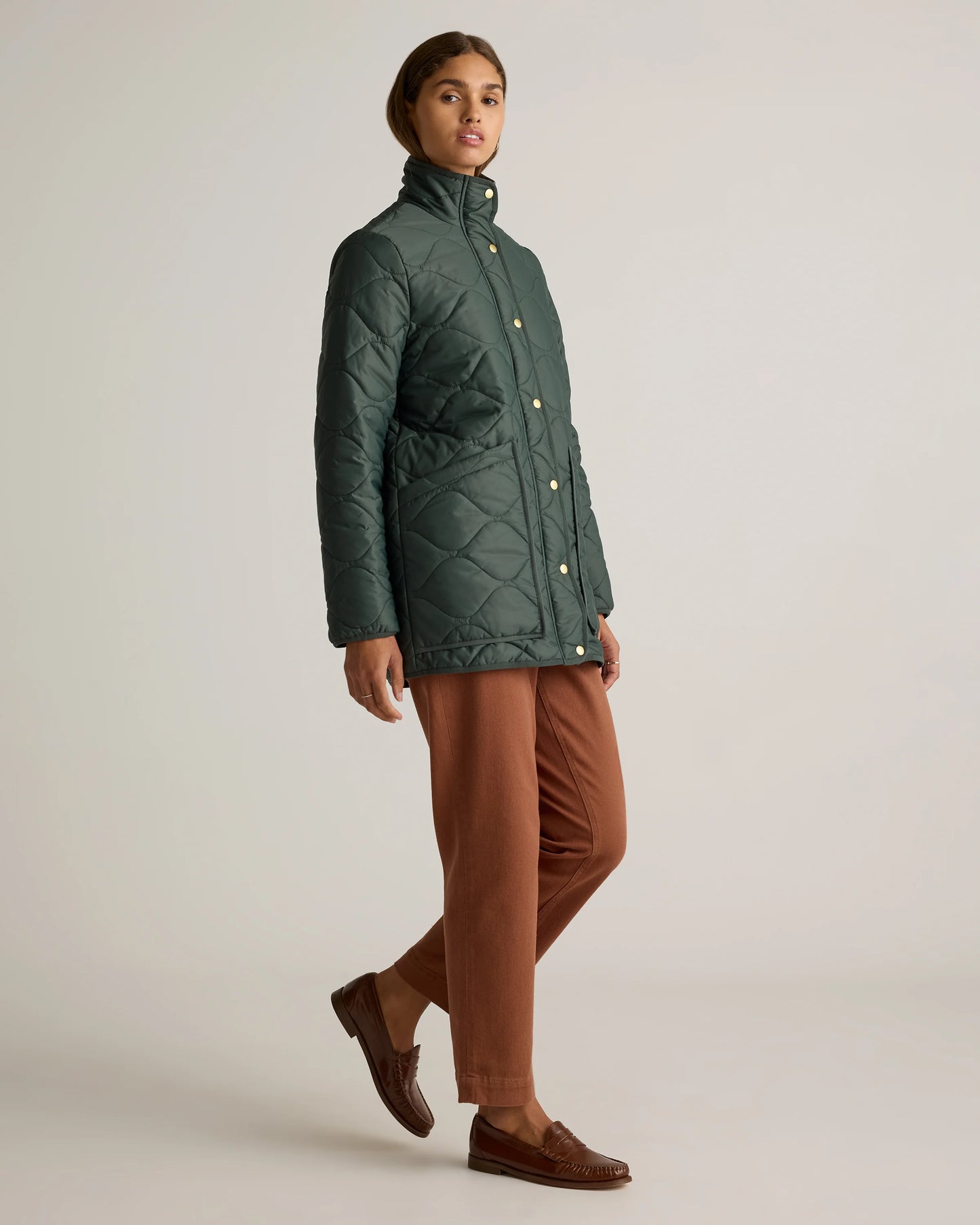 Featherless Quilted Long Puffer Jacket - XS / Silken White