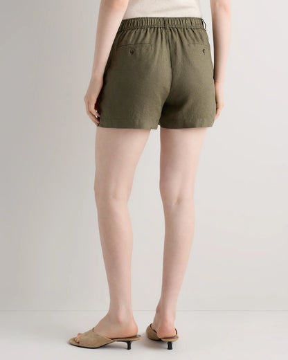 100% European Linen Trouser Shorts - 0 / Bayberry Olive
