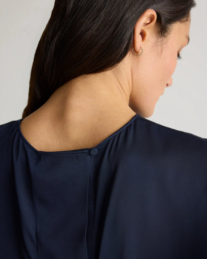 Washable Stretch Silk Split Hem Tee - XS / Ivory