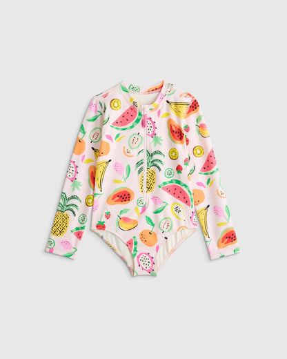Long Sleeve Zip-Up Swimsuit - 6 / Happy Floral