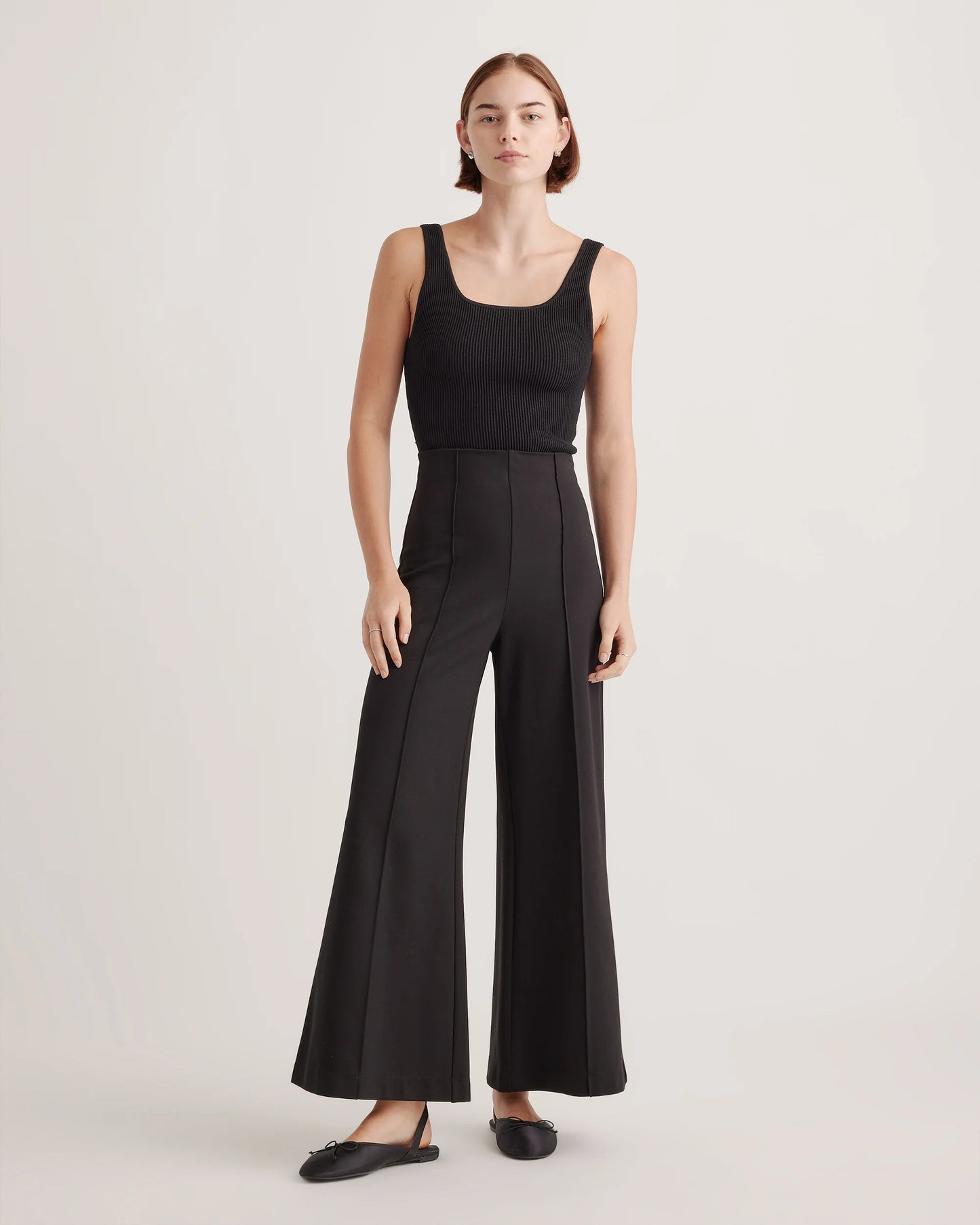 Ultra-Stretch Ponte Super Wide Leg Ankle Pants - XS / Olive