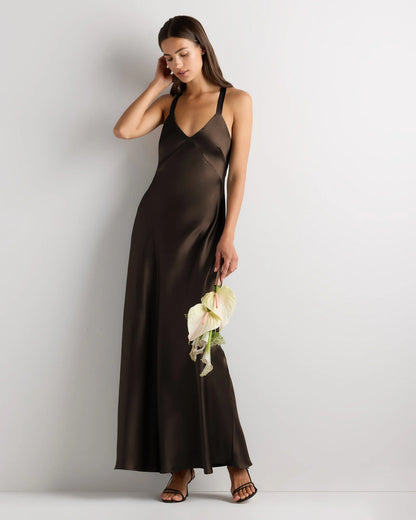 Bianca Stretch Satin Dress - 0 / Garden Sage Green