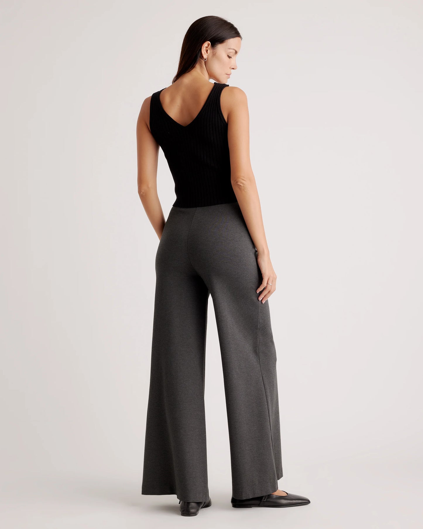 Ultra-Stretch Ponte Super Wide Leg Pants - XS / Black