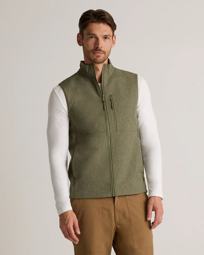 Softshell Fleece-Lined Full-Zip Vest - S / Heather Deep Navy