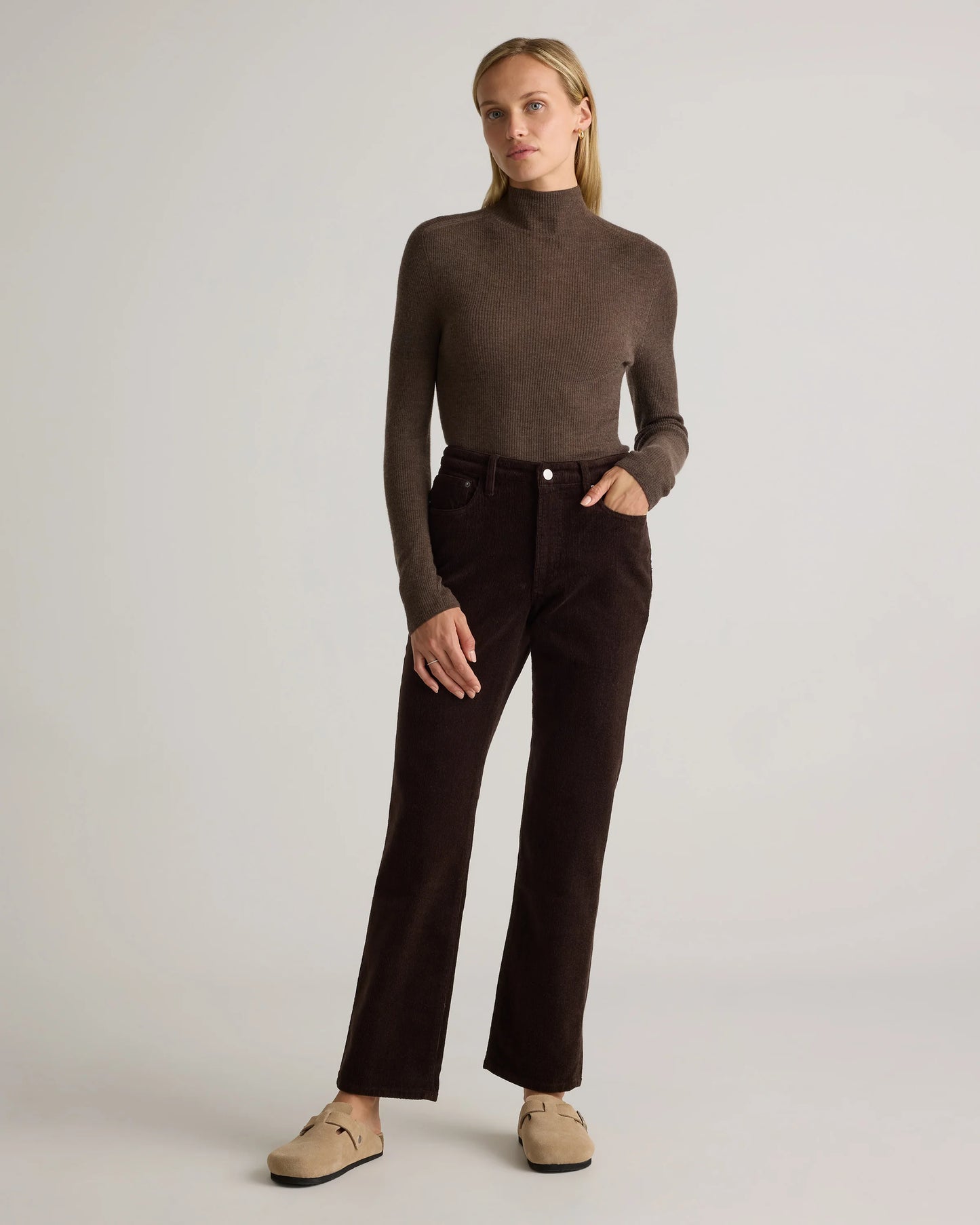 Organic Stretch Corduroy Straight Leg Pants - 0 / Espresso