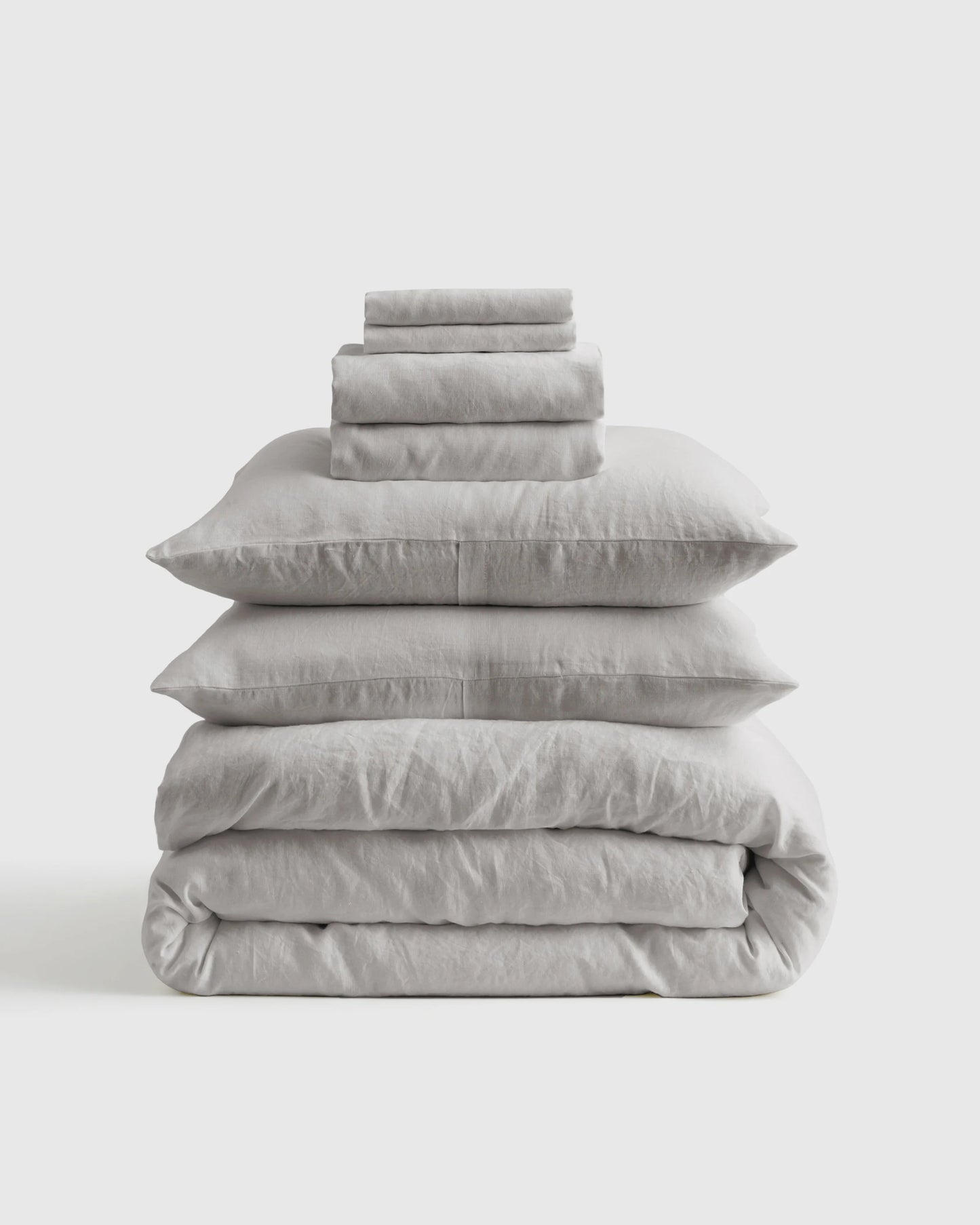 European Linen Deluxe Bedding Bundle - Twin / Willowleaf/White Stripe