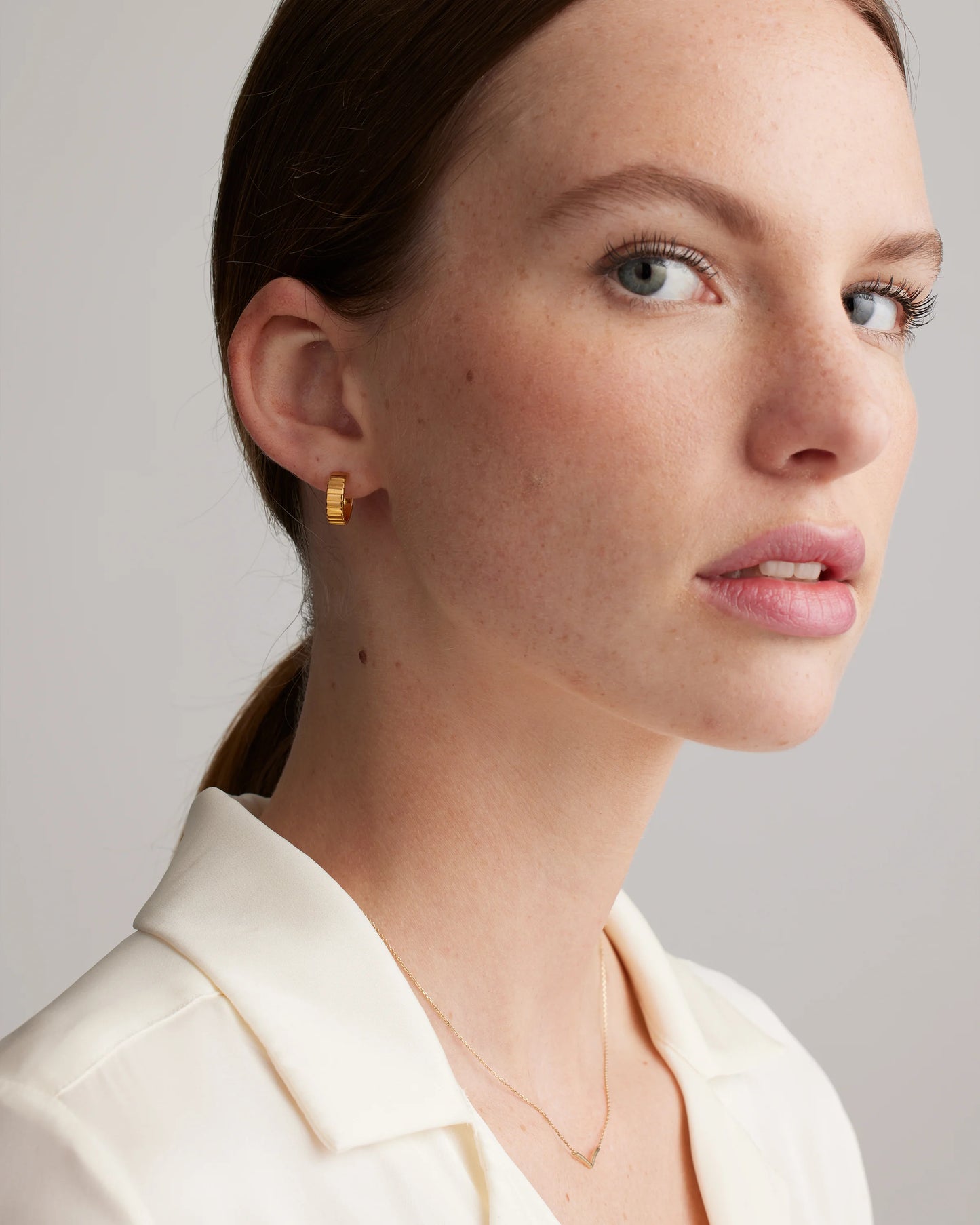 Ridge Half Huggie Hoops - One Size / Gold Vermeil