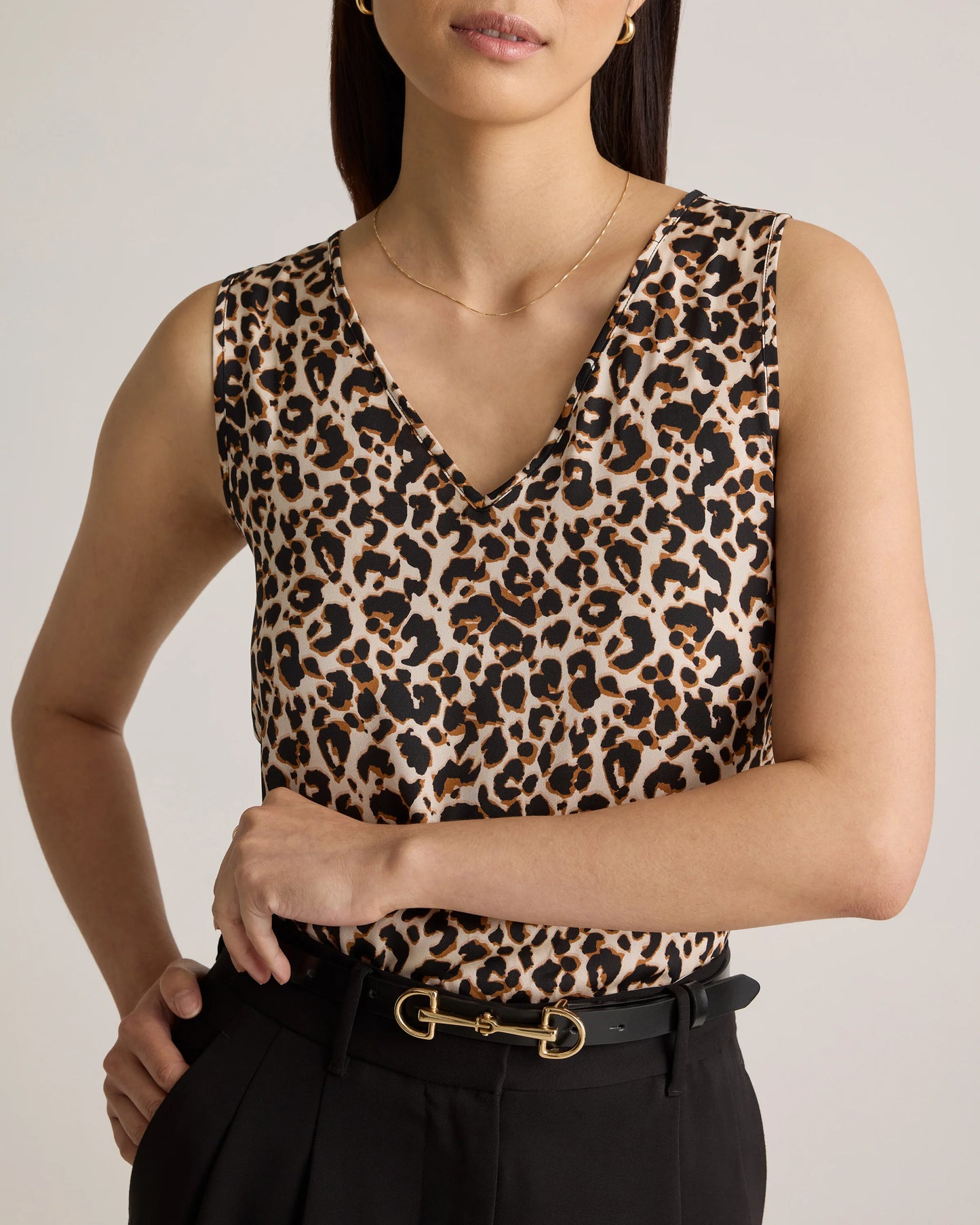 Washable Stretch Silk Tank - XS / Navy