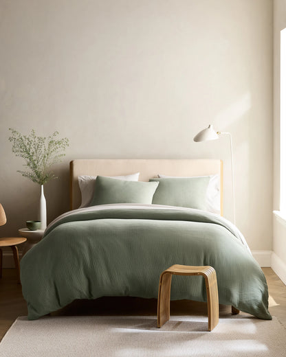 Organic Cotton Gauze Duvet Cover - Twin / Dried Sage