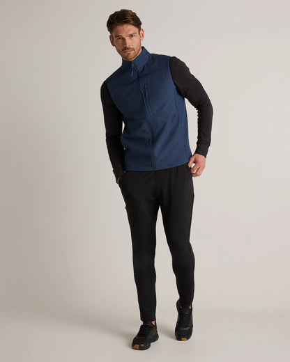 Softshell Fleece-Lined Full-Zip Vest - S / Heather Deep Navy