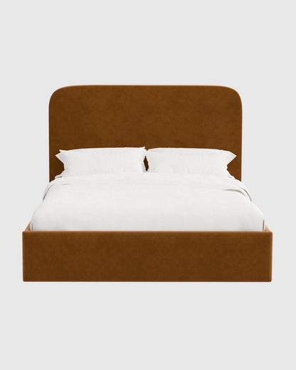 Curved Bed in Performance Velvet - Full / Walnut
