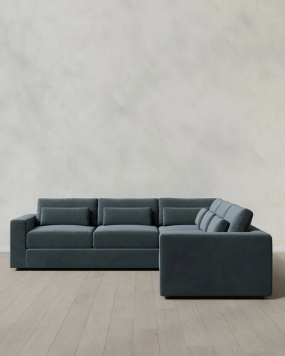 Ashford Deep Seat L Sectional in Performance Velvet - 119x119 / Taupe