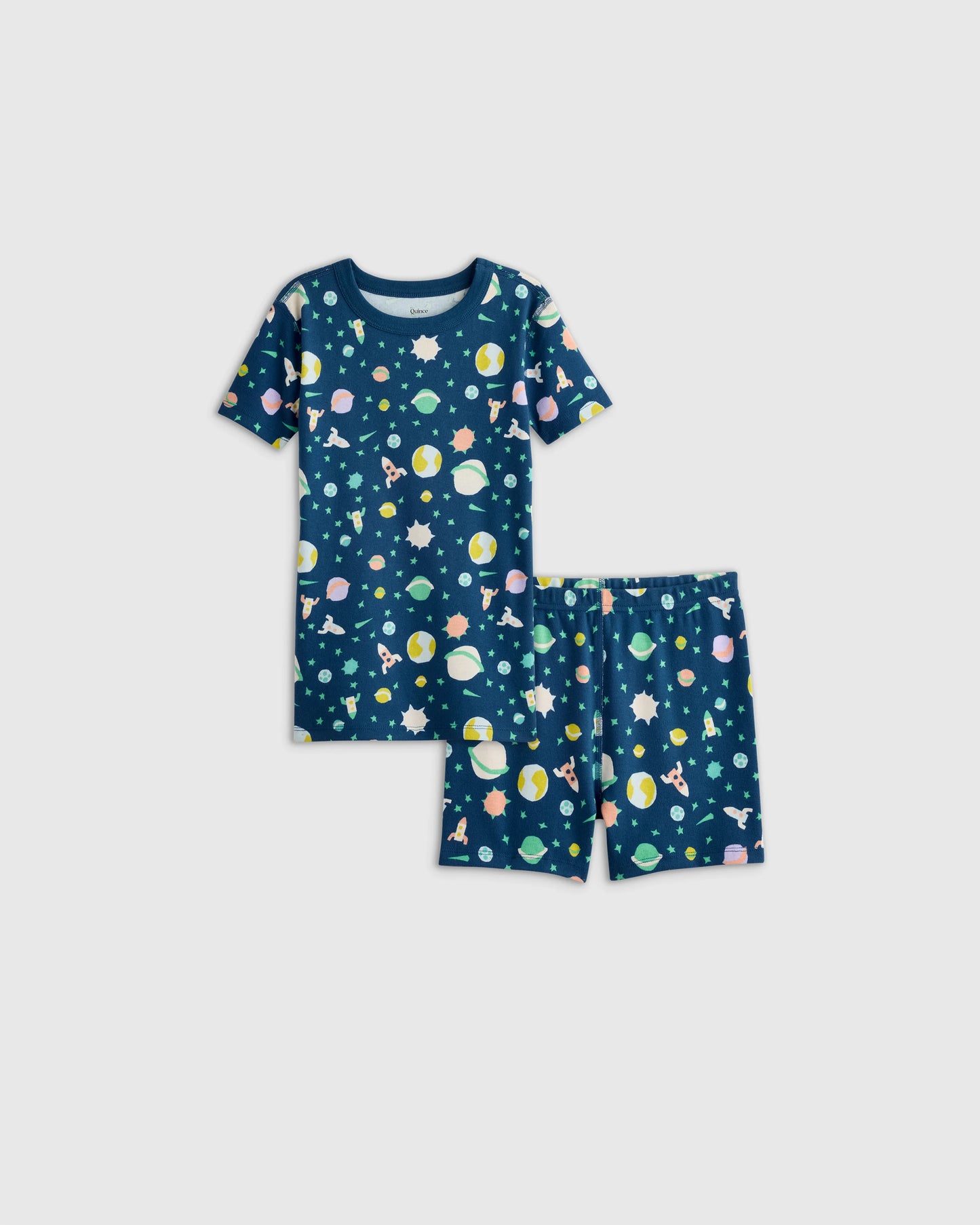 100% Organic Cotton Short Sleeve and Shorts Pajama Set - 2T / Navy Stripe