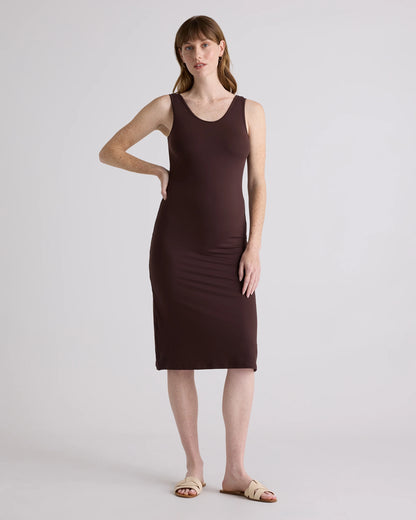 Recycled Knit Maternity Tank Midi Dress - XS / Chocolate
