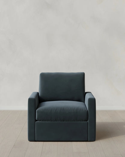 Brennan Swivel Chair in Performance Velvet - 32" / Rust
