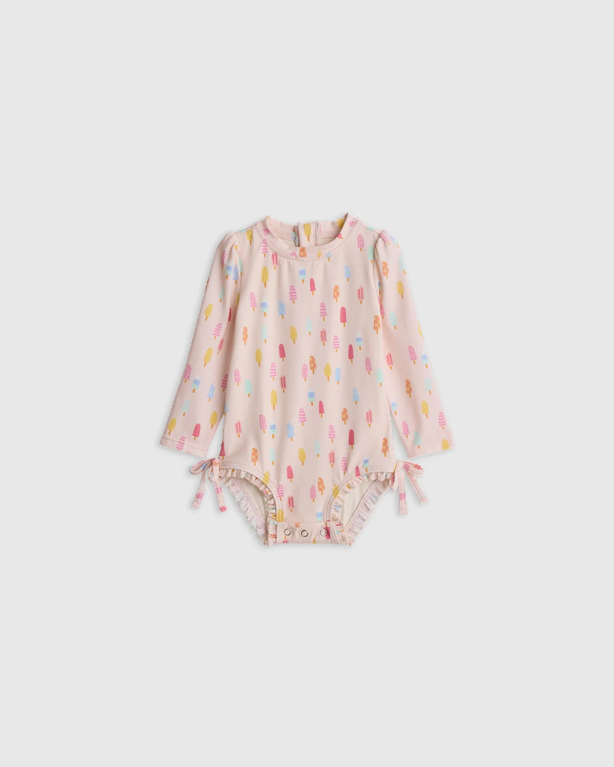 Long Sleeve Tie One-Piece Swimsuit - 0-3M / Soft Ditsy Floral