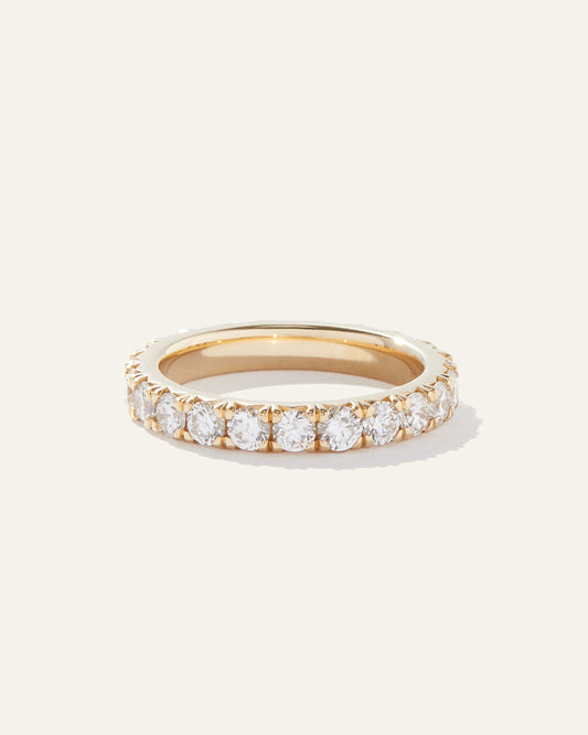 14K Gold Lab Grown Diamond French Pave Eternity Band - 5 / Yellow Gold
